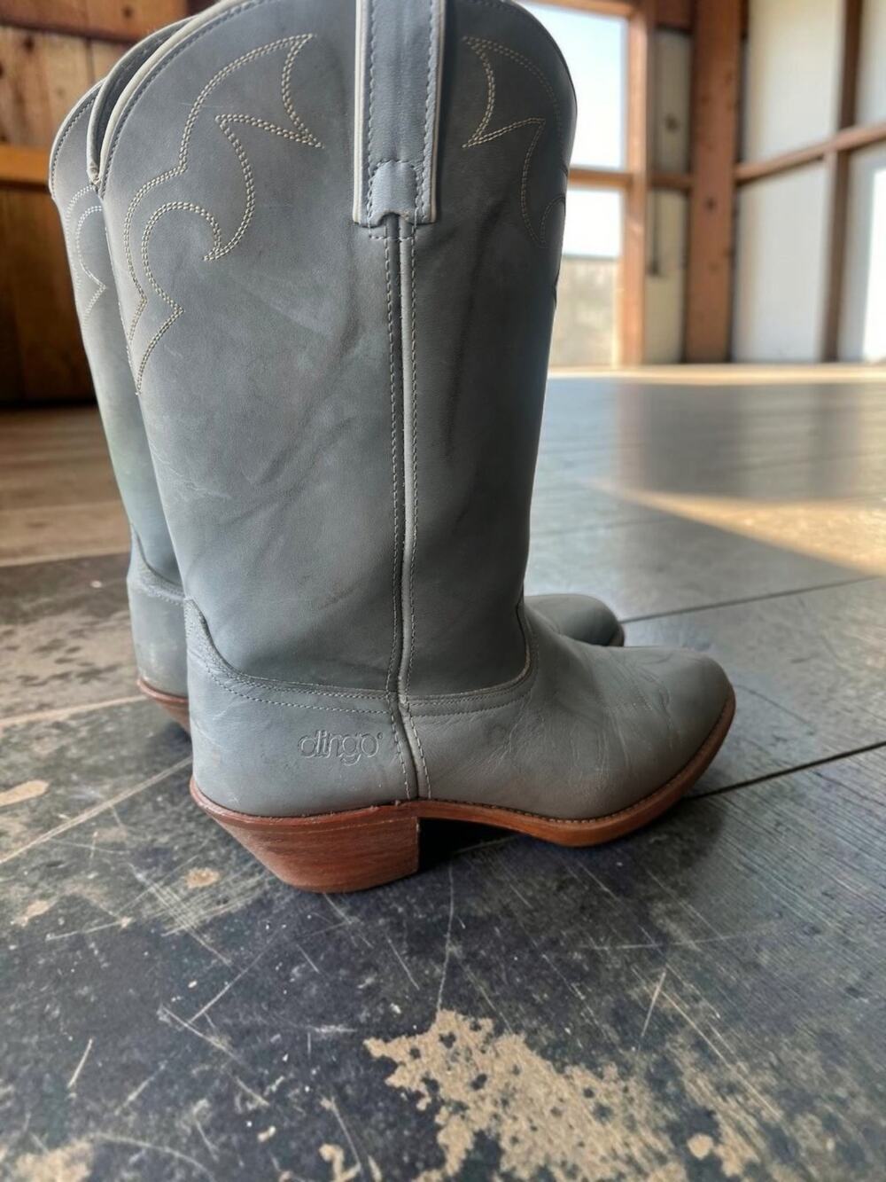Vintage Dingo Gray Leather Cowboy Western Boots Men's Size 10 D 80s 90s